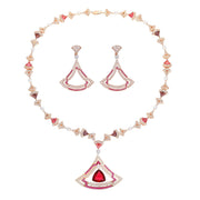 triangle zircon necklace and earring set, view 8 - MRSLM