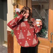 Women's Christmas tree jacquard sweater, view 6 - MRSLM