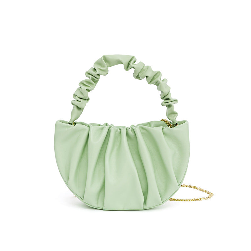 sheepskin pleated crossbody bag, view 4 - MRSLM