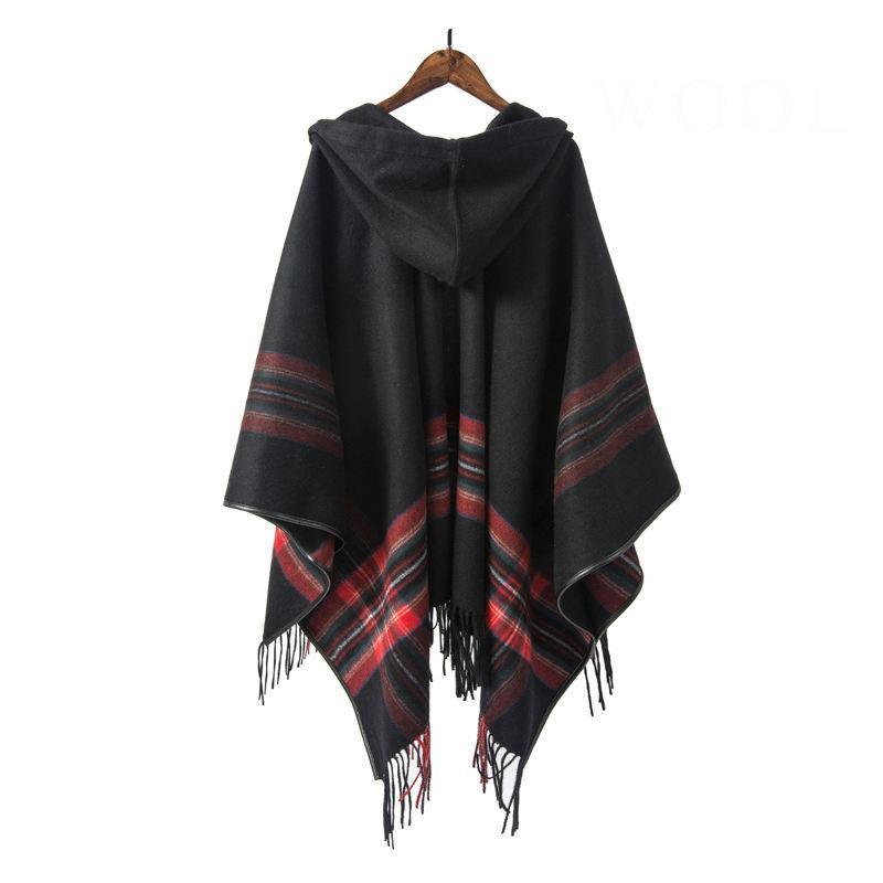 handmade wool maxi cloak with lace-up front, view 9 - MRSLM