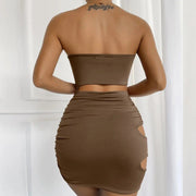 summer ruffle bodycon mini dress, view 6 - MRSLM