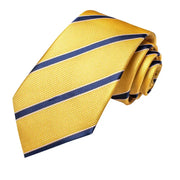 Yellow and blue striped silk necktie set, view 5 - MRSLM