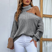 women's polo collar drop shoulder knit sweater - MRSLM