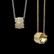 brushed silver zircon flower necklace - MRSLM