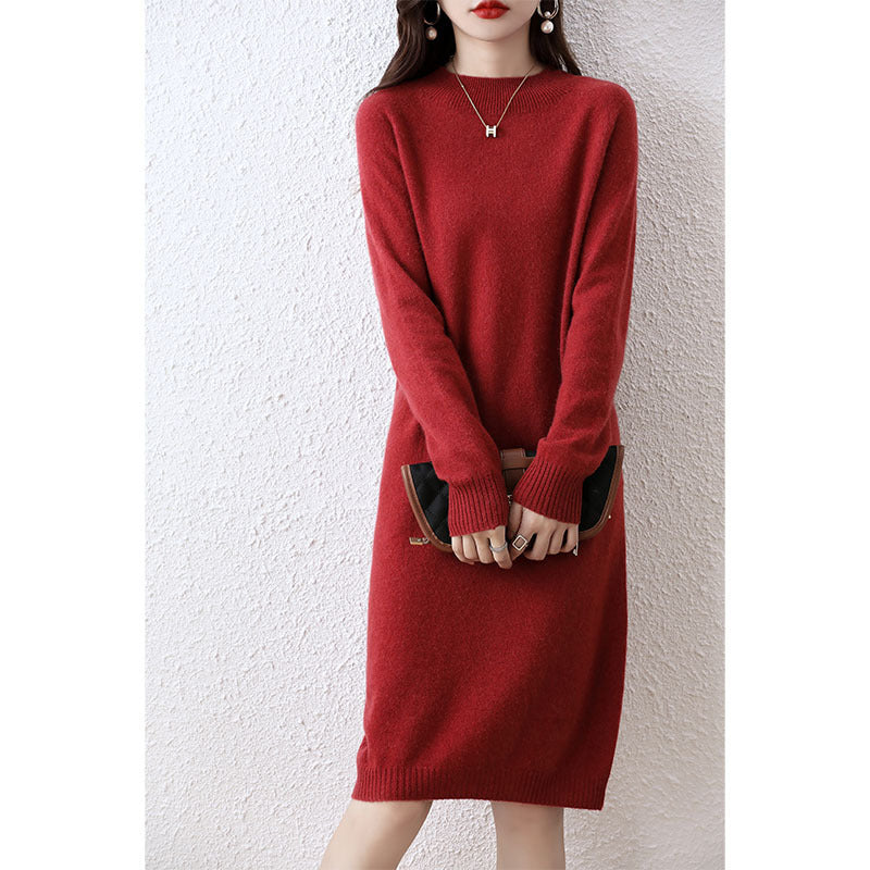 half-high collar woolen dress, view 4 - MRSLM
