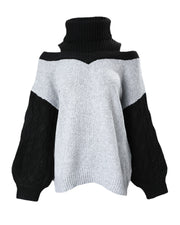 contrasting color patchwork off shoulder top, view 4 - MRSLM
