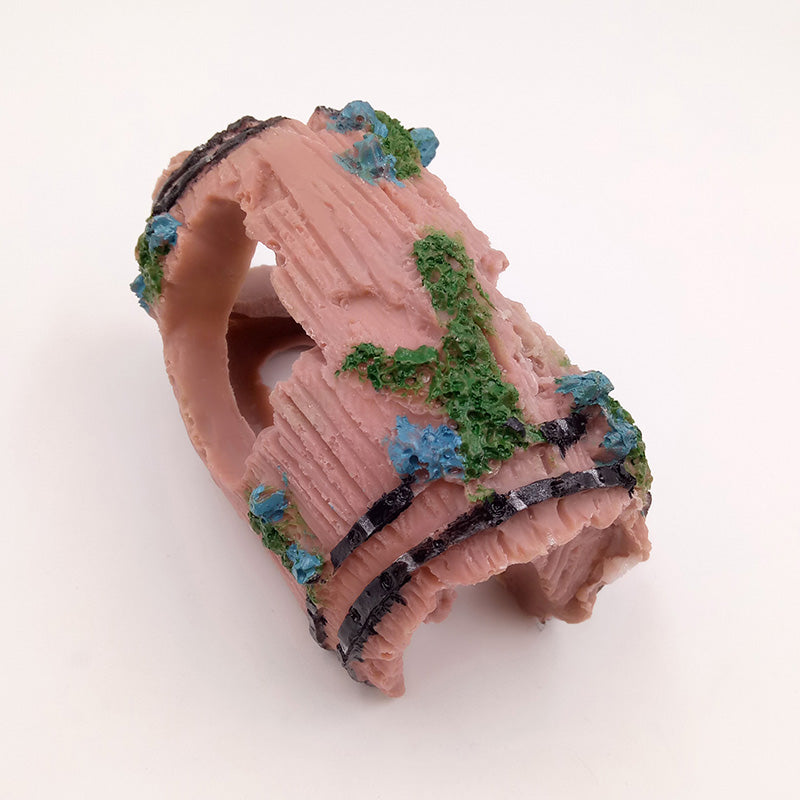 aquarium resin barrel cave ornament, view 6 - MRSLM