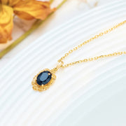 retro silver black agate necklace, view 2 - MRSLM