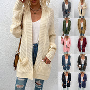 mid-length twist cardigan sweater for women, view 3 - MRSLM