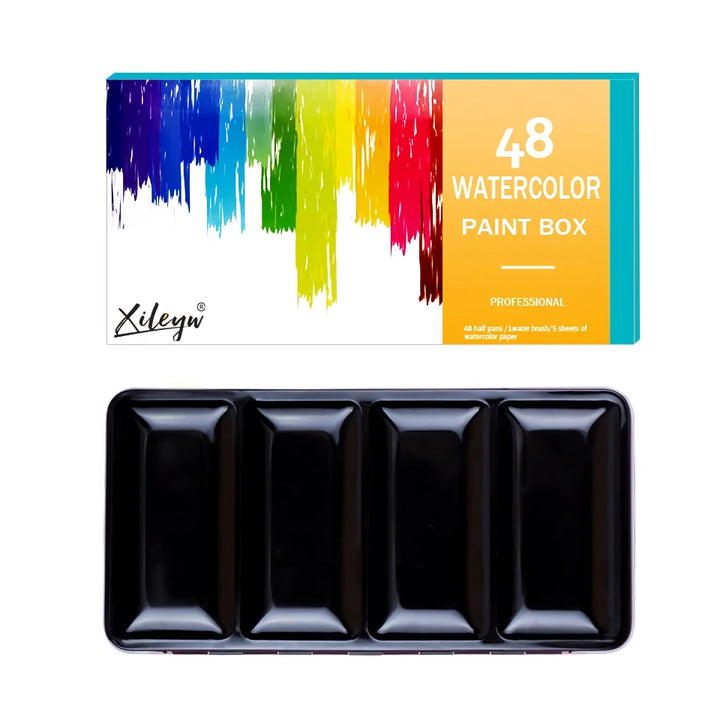 48 Colors Watercolor Paint Set with Water Brushes - Perfect for Artists &amp; Beginners
