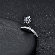 small moissanite geometric silver ring, view 6 - MRSLM