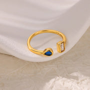 cubic zirconia water drop ring, view 4 - MRSLM