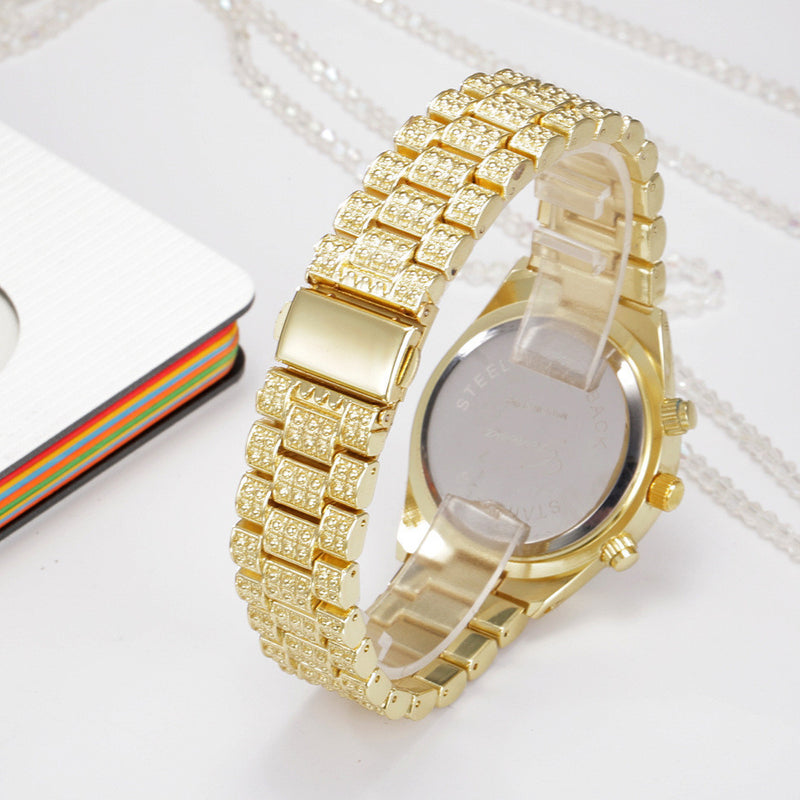 Women's crystal quartz watch with metal band, view 5 - MRSLM