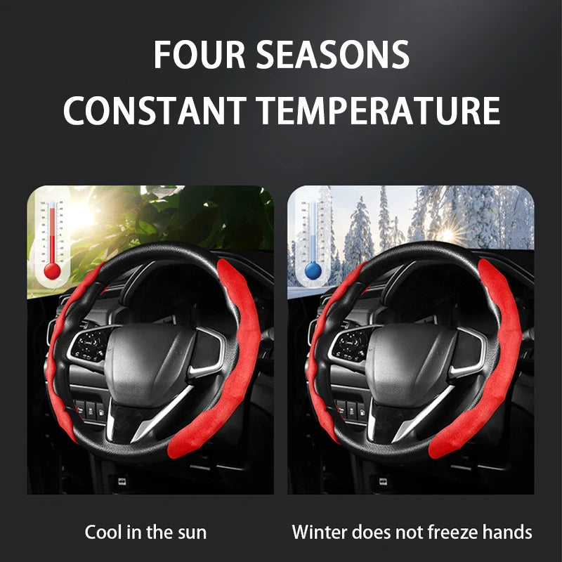 textured suede steering wheel cover, view 7 - MRSLM