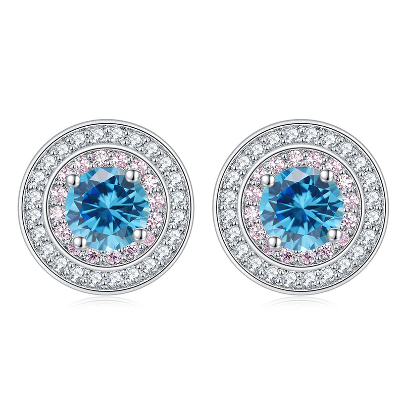sterling silver round micro set zircon earrings, view 14 - MRSLM