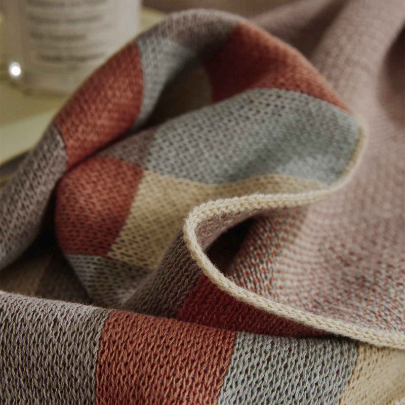 Colorful stripe plaid cotton blanket, view 6 - MRSLM