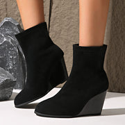 women's suede wedge boots, view 2 - MRSLM