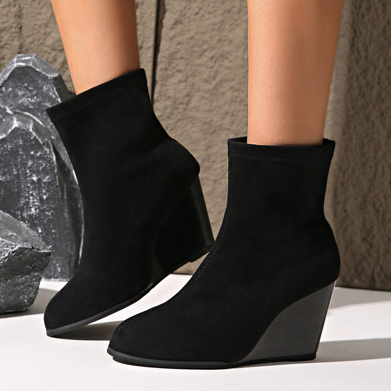 women's suede wedge boots, view 2 - MRSLM