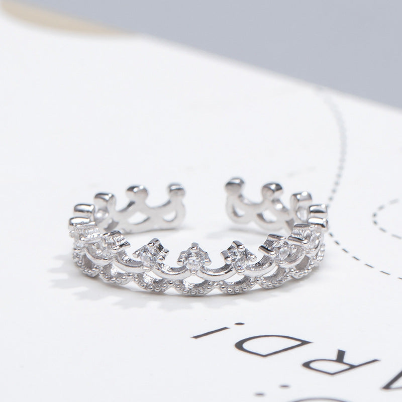 silver crown ring for women, view 5 - MRSLM