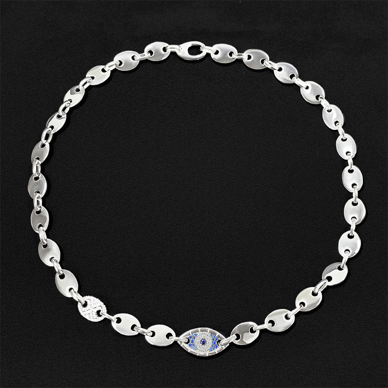925 silver eye ring couple necklace - MRSLM