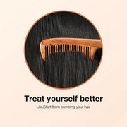 natural wooden fine tooth comb, view 6 - MRSLM