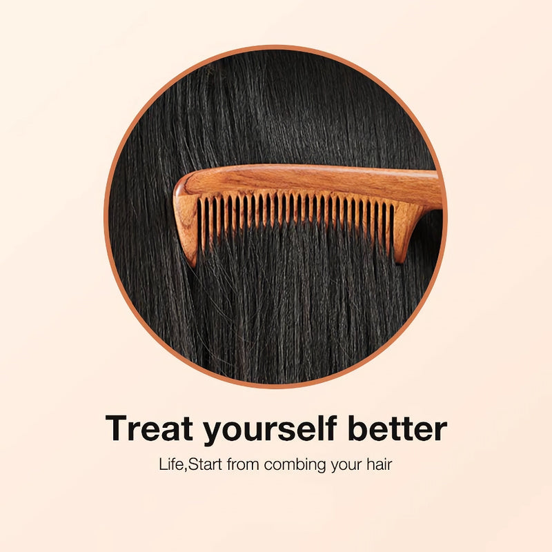 natural wooden fine tooth comb, view 6 - MRSLM