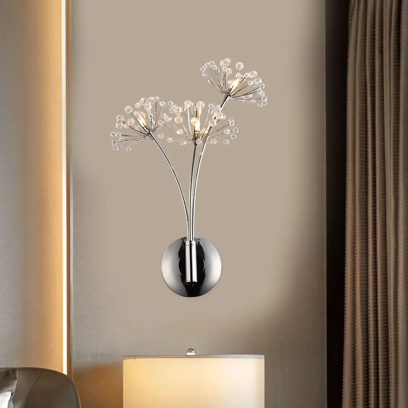 modern crystal dandelion flower wall lamp, view 4 - MRSLM
