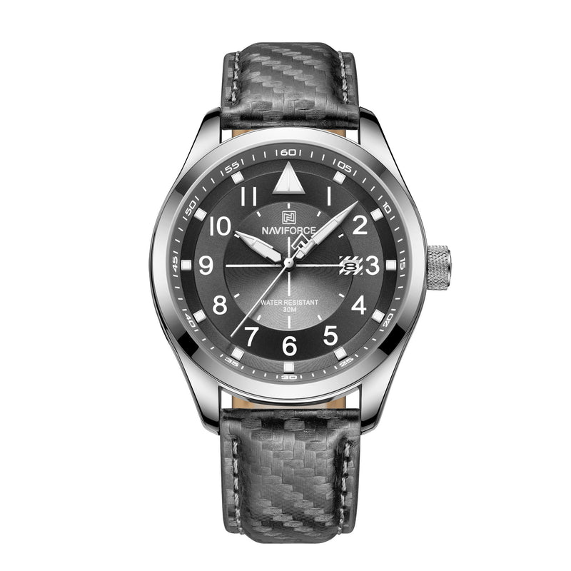 men's leather band quartz watch, view 5 - MRSLM