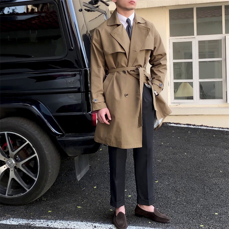 Mid-length double-breasted trench coat, view 7 - MRSLM