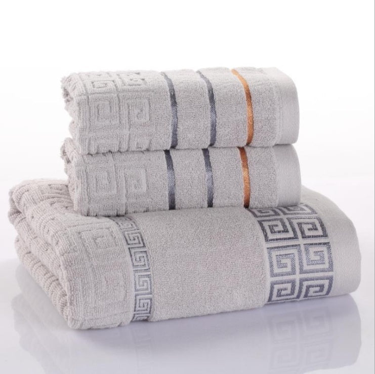 Three-piece cotton towel set, view 3 - MRSLM