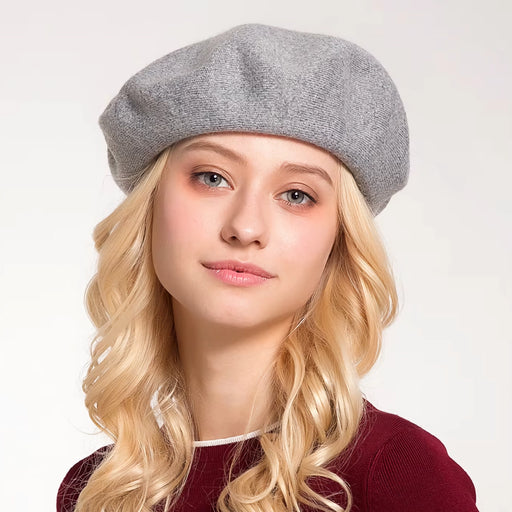 solid wool blend knitted beret - MRSLM
