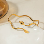 gold wavy snake cuff bracelet, view 6 - MRSLM