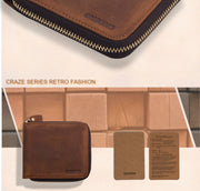 men's retro leather zipper wallet - MRSLM
