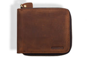 men's retro leather zipper wallet, view 7 - MRSLM