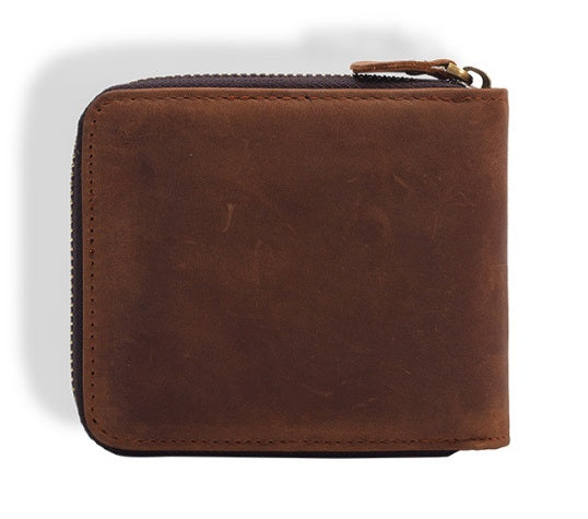 men's retro leather zipper wallet, view 5 - MRSLM