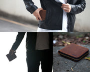men's retro leather zipper wallet, view 6 - MRSLM