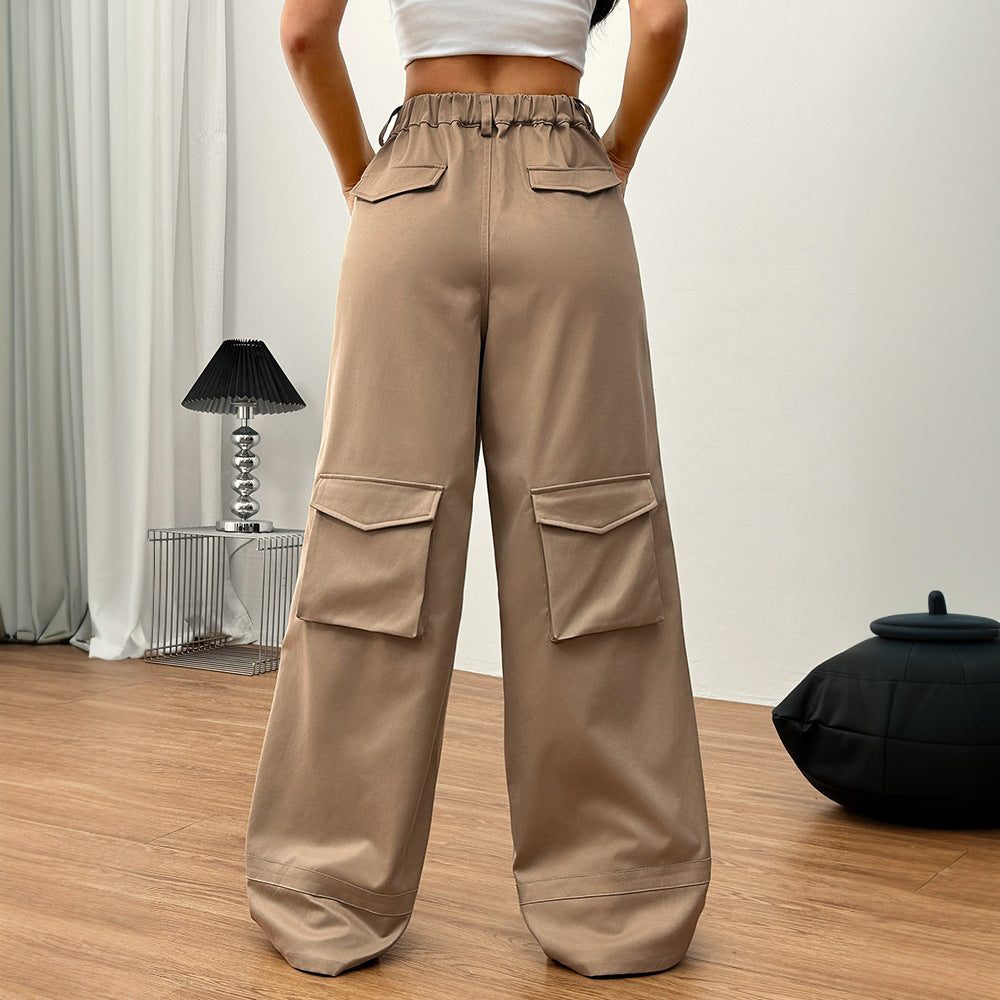 Women's Loose Casual Wide-leg Trousers Pocket Overalls