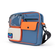 retro color-blocking large capacity satchel, view 3 - MRSLM