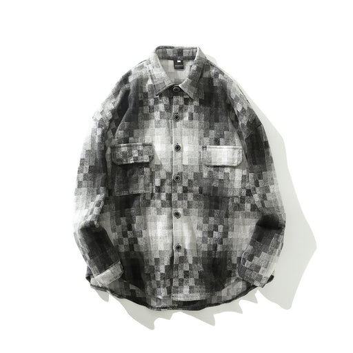 Men's black and white plaid oversized shirt - MRSLM