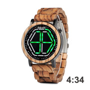luminous wooden LED watch, view 7 - MRSLM
