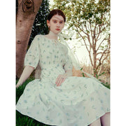 floral embroidery midi dress, view 3 - MRSLM