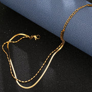 stainless steel double layer charm anklet, view 5 - MRSLM