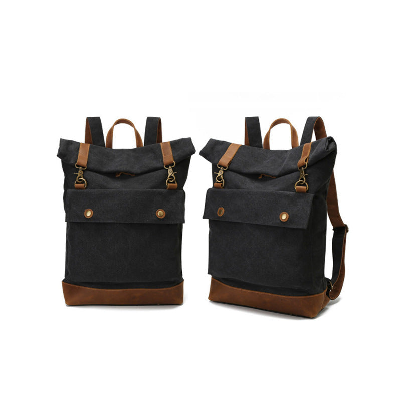 roll top canvas backpack, view 7 - MRSLM
