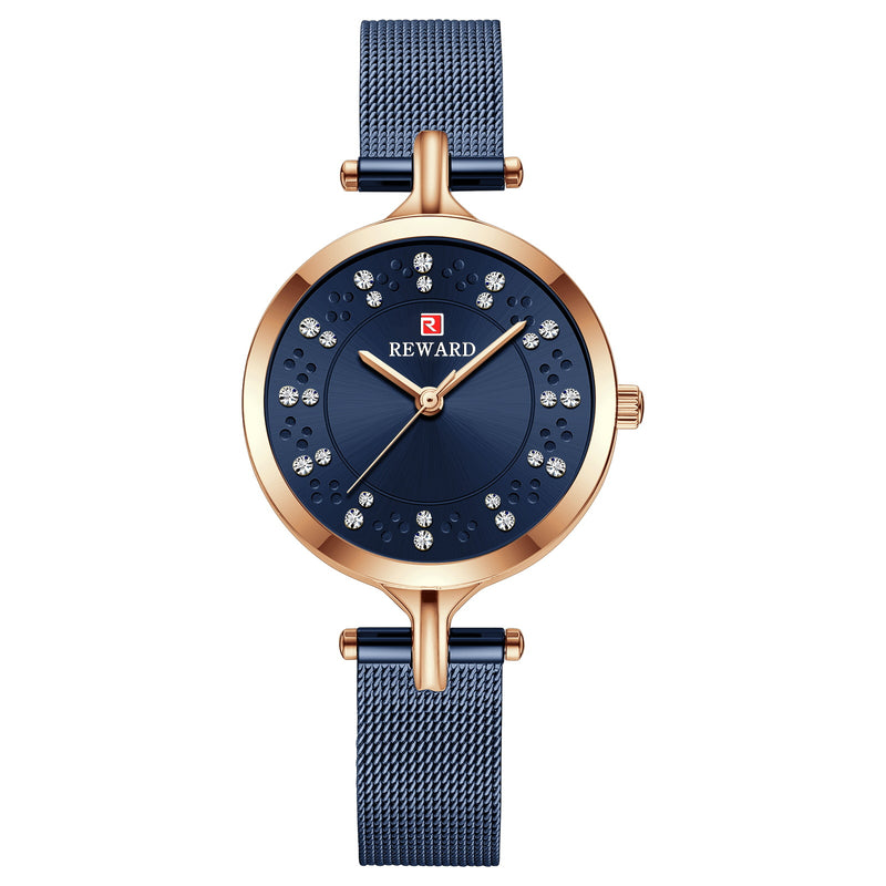 ladies rhinestone mesh strap quartz watch, view 3 - MRSLM