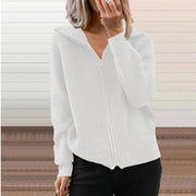 women's striped knit zip cardigan coat, view 9 - MRSLM