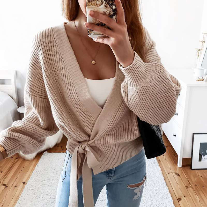 knitted hollow cardigan sweater women, view 2 - MRSLM