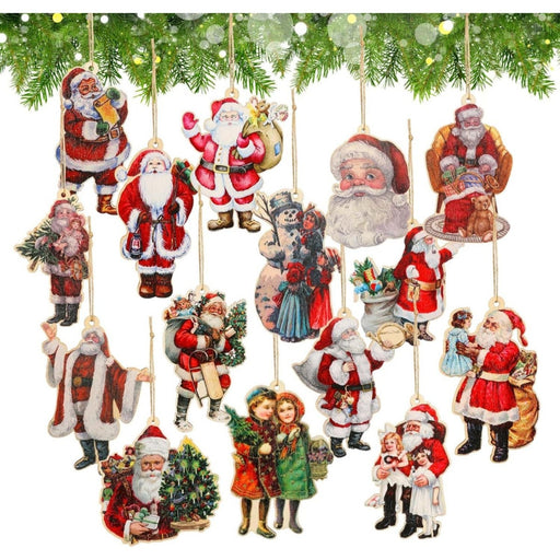 45-piece wooden Santa Christmas ornament set - MRSLM