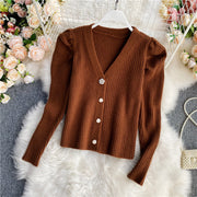v-neck cardigan sweater women, view 3 - MRSLM