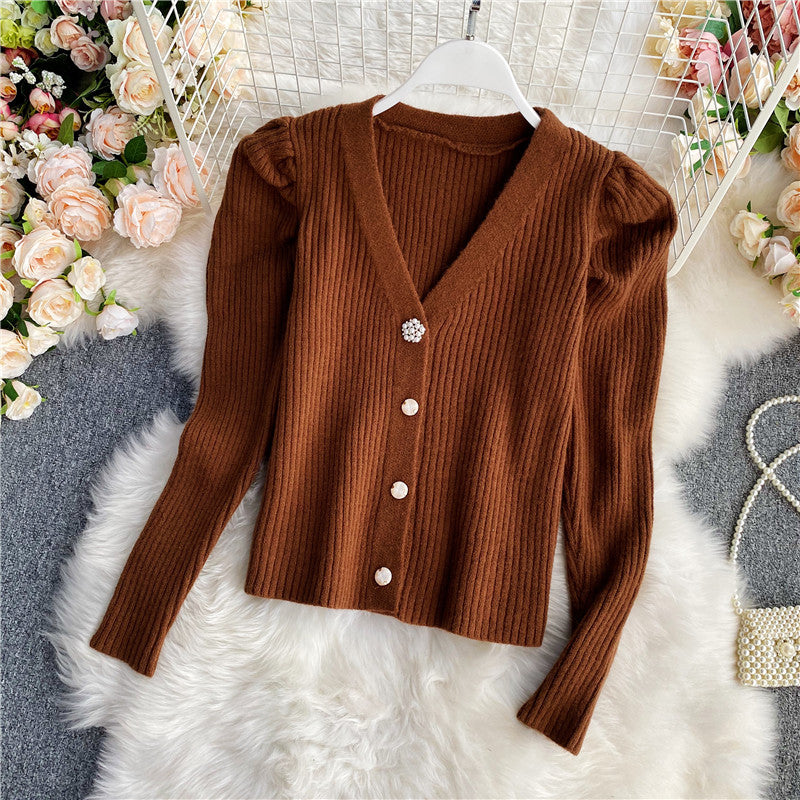 v-neck cardigan sweater women, view 3 - MRSLM