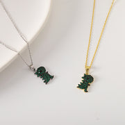 Sterling silver dinosaur pendant necklace, view 2 - MRSLM